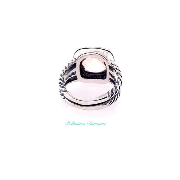 David Yurman Sterling Silver Albion Ring 11mm with Morganite and Diamonds Size 7 - Picture 4 of 5
